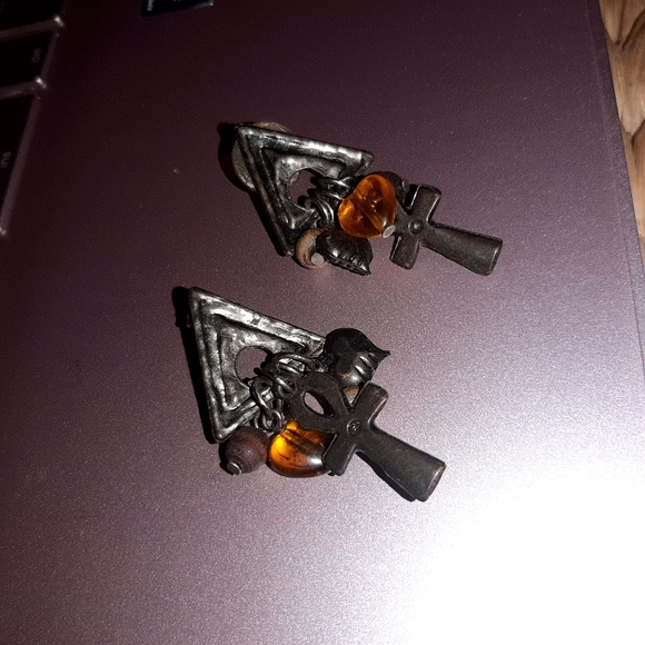 2" ANKH BOHO DANGLE EARRINGS - Picture 3 of 6